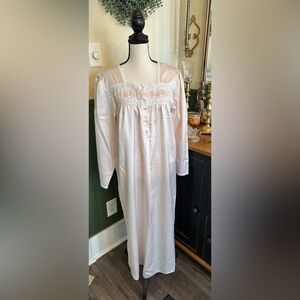 Talbots Women's Long Night Gown Satin Sz Small Lace Modest Maxi Pajama